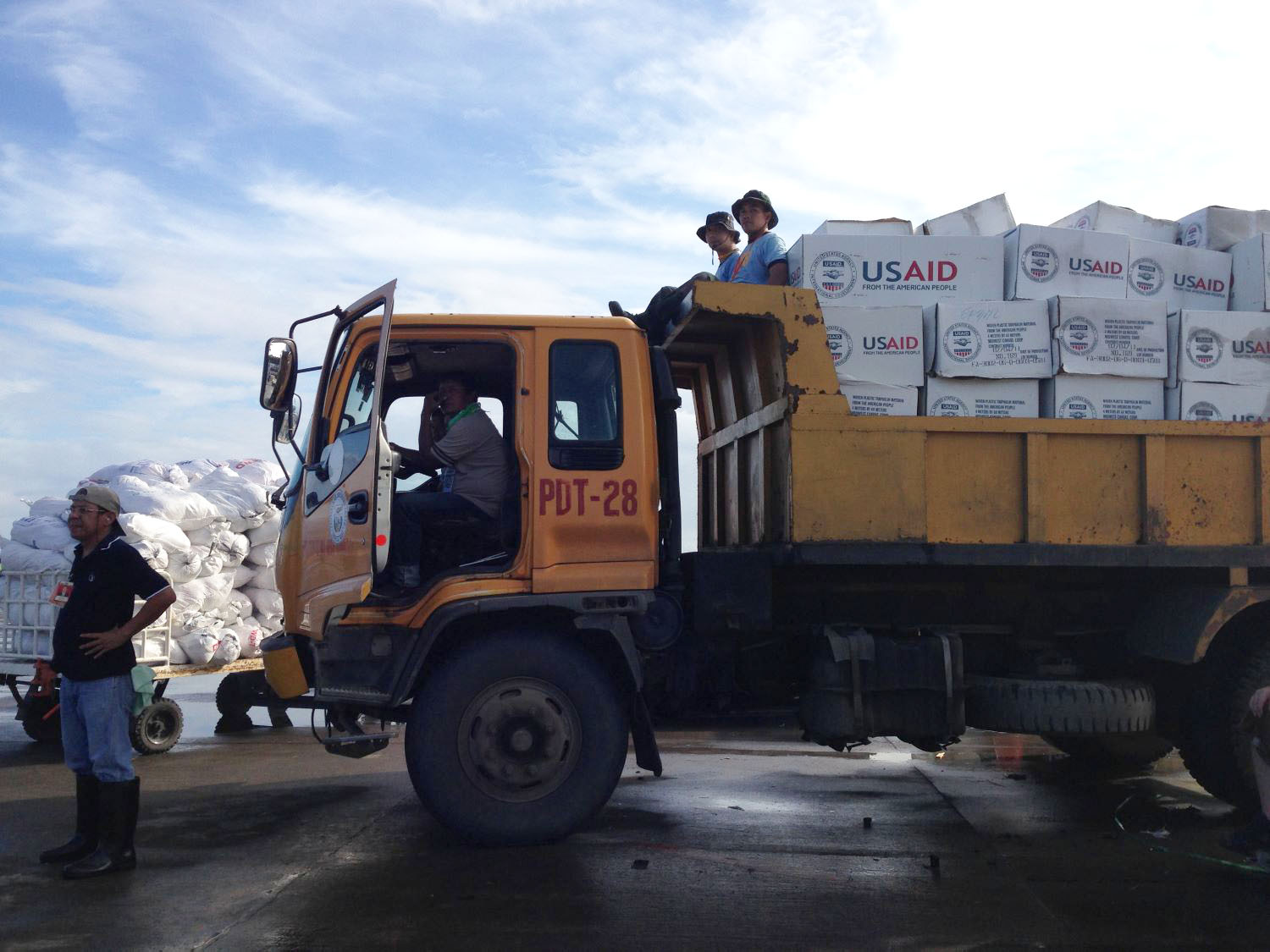 Loading USAID supplies at Tacloban airport