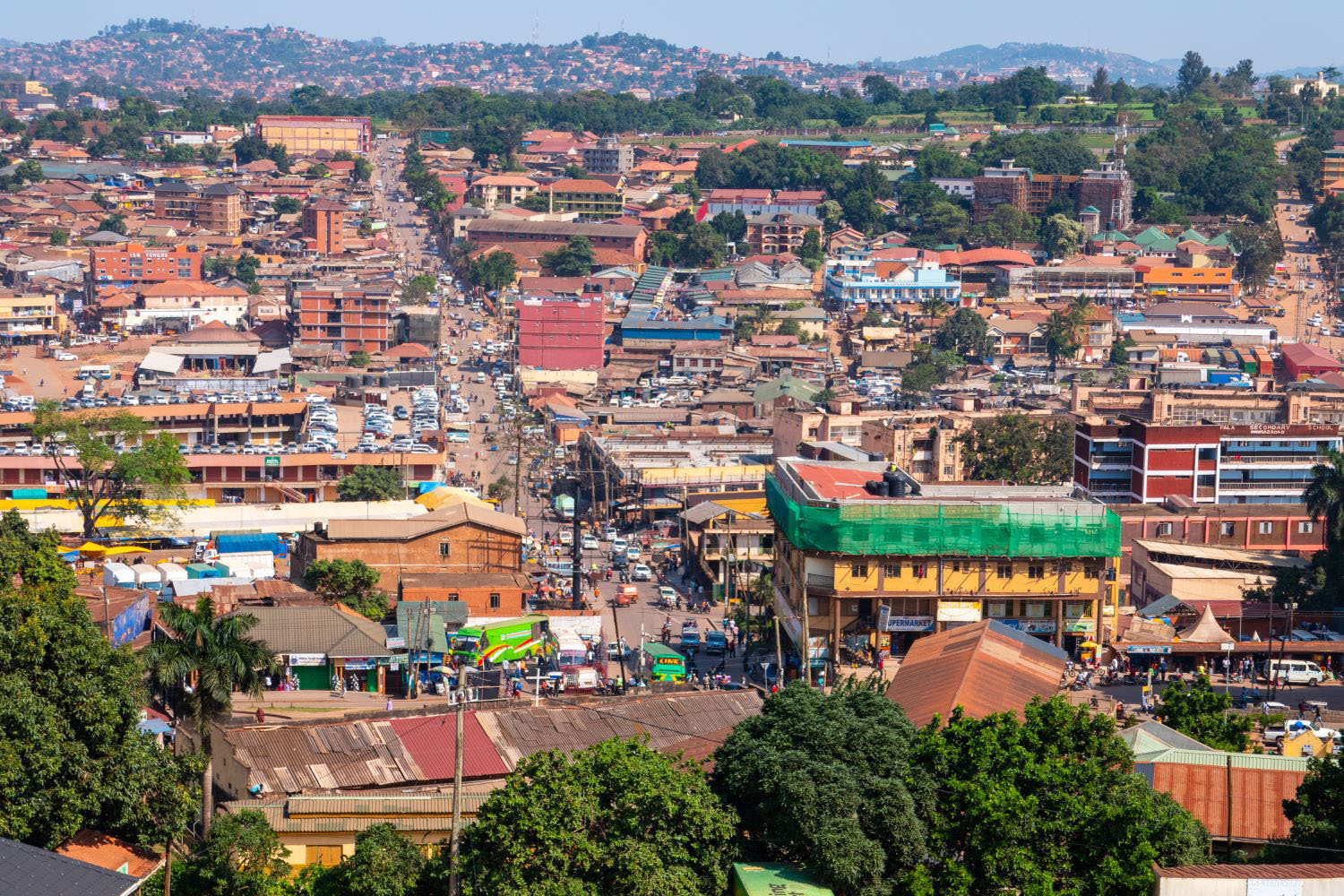 Aerial view of Kampala City seen from Gaddaffi Mosque, Uganda
