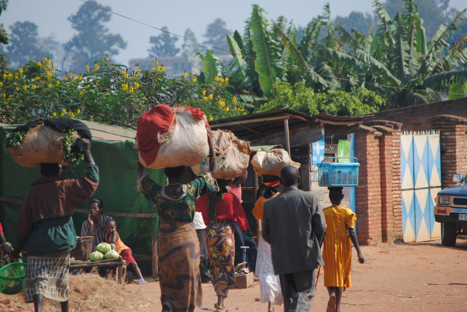 Group of people in a village in Burundi.