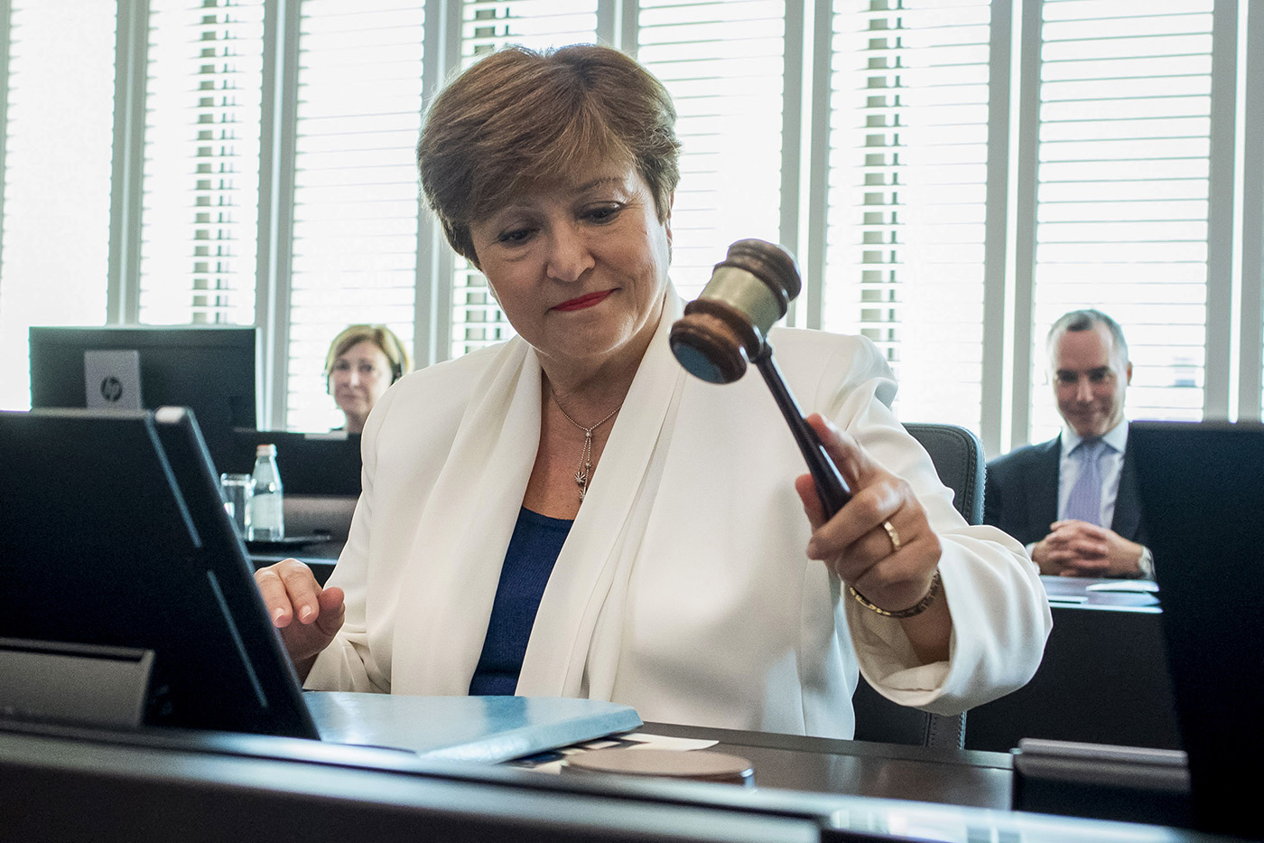 Kristalina Georgieva arrives and starts her first day of work at the IMF