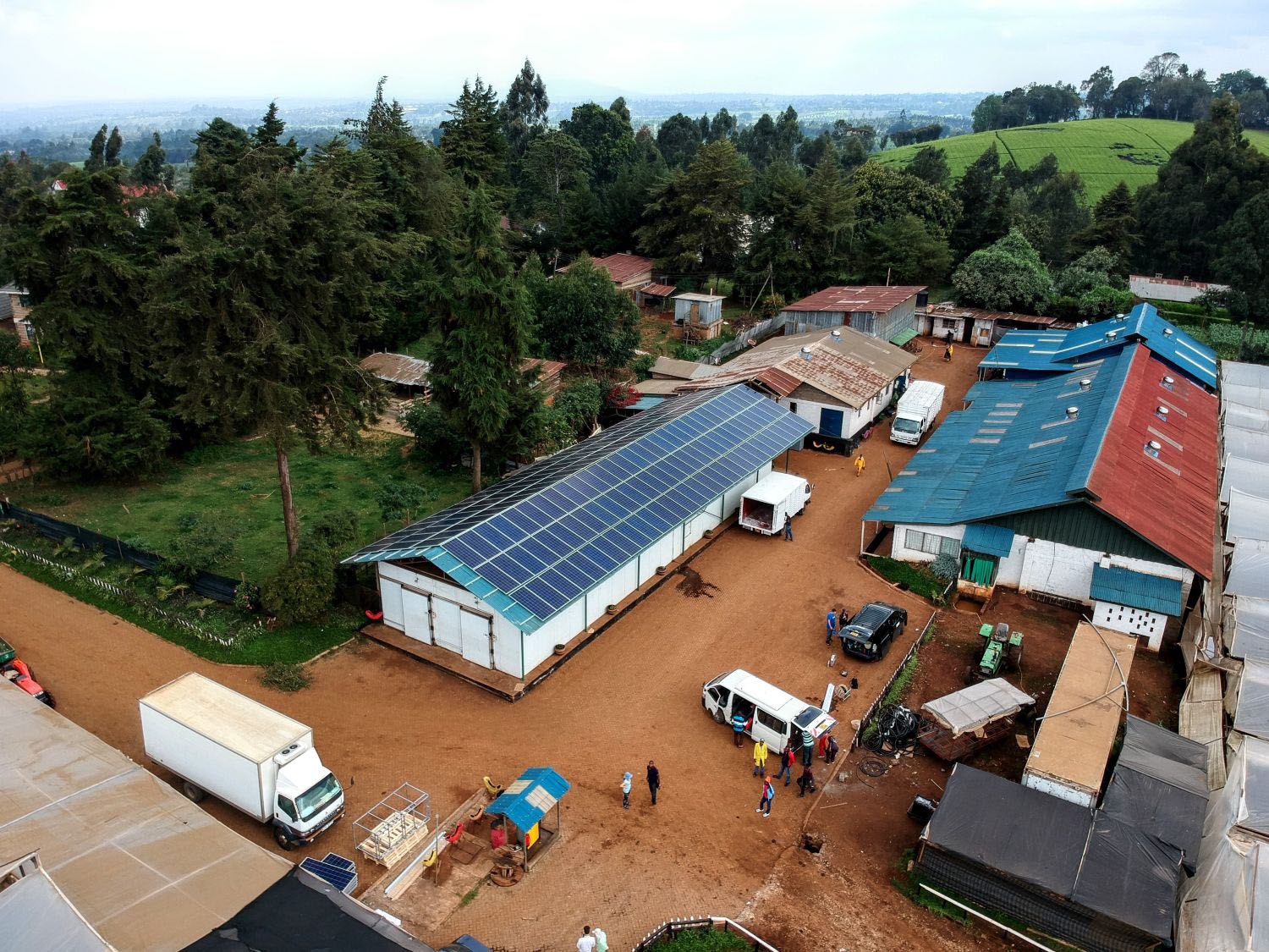 Aerial drone photo of a solar power plant