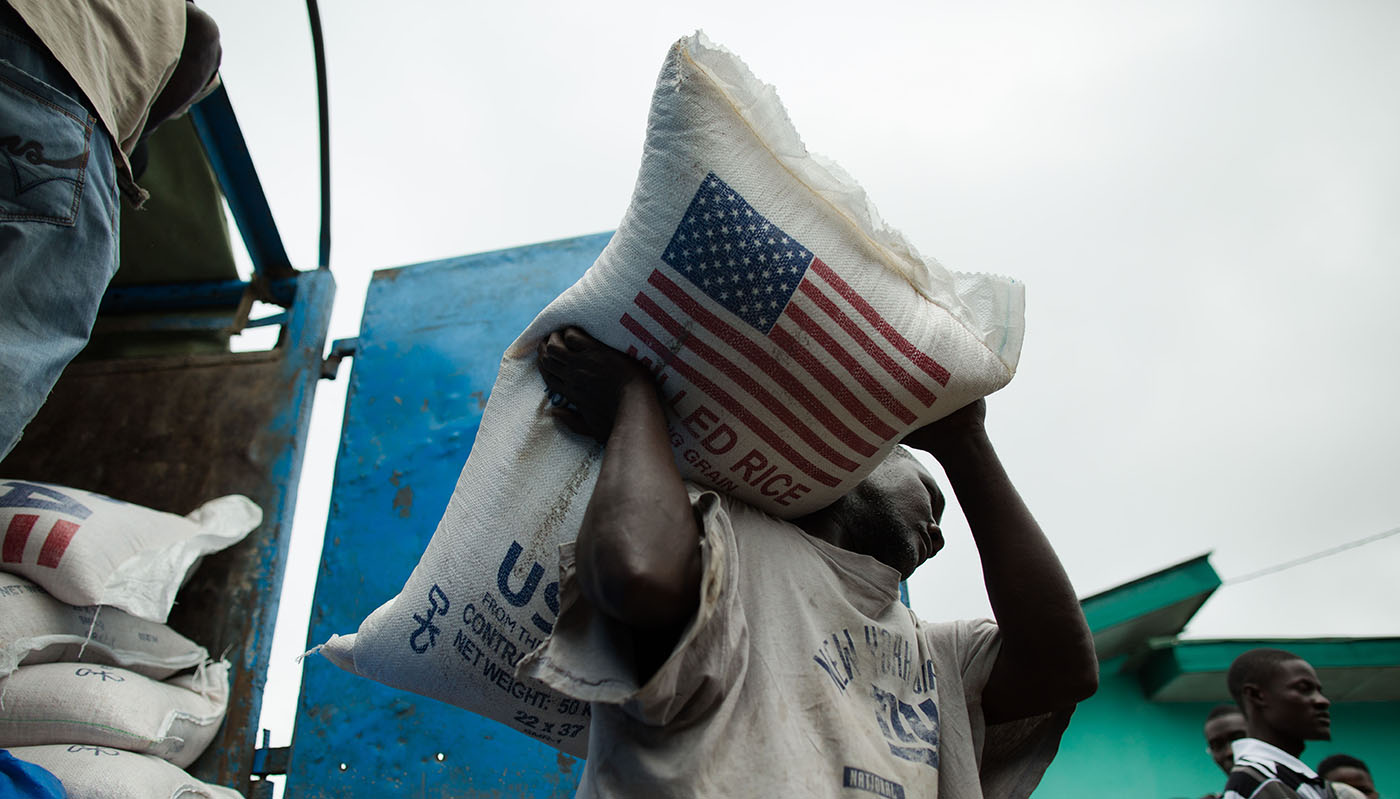 US-donated rice distribution in Liberia