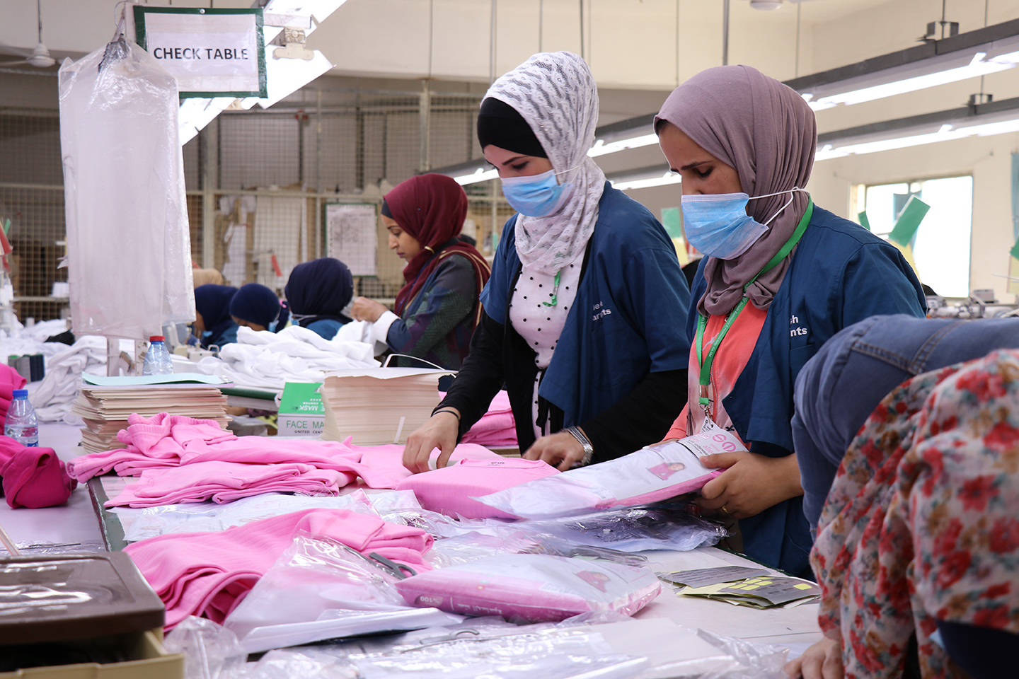Syrian and Jordanian women employed in a garment factory during the COVID-19 pandemic