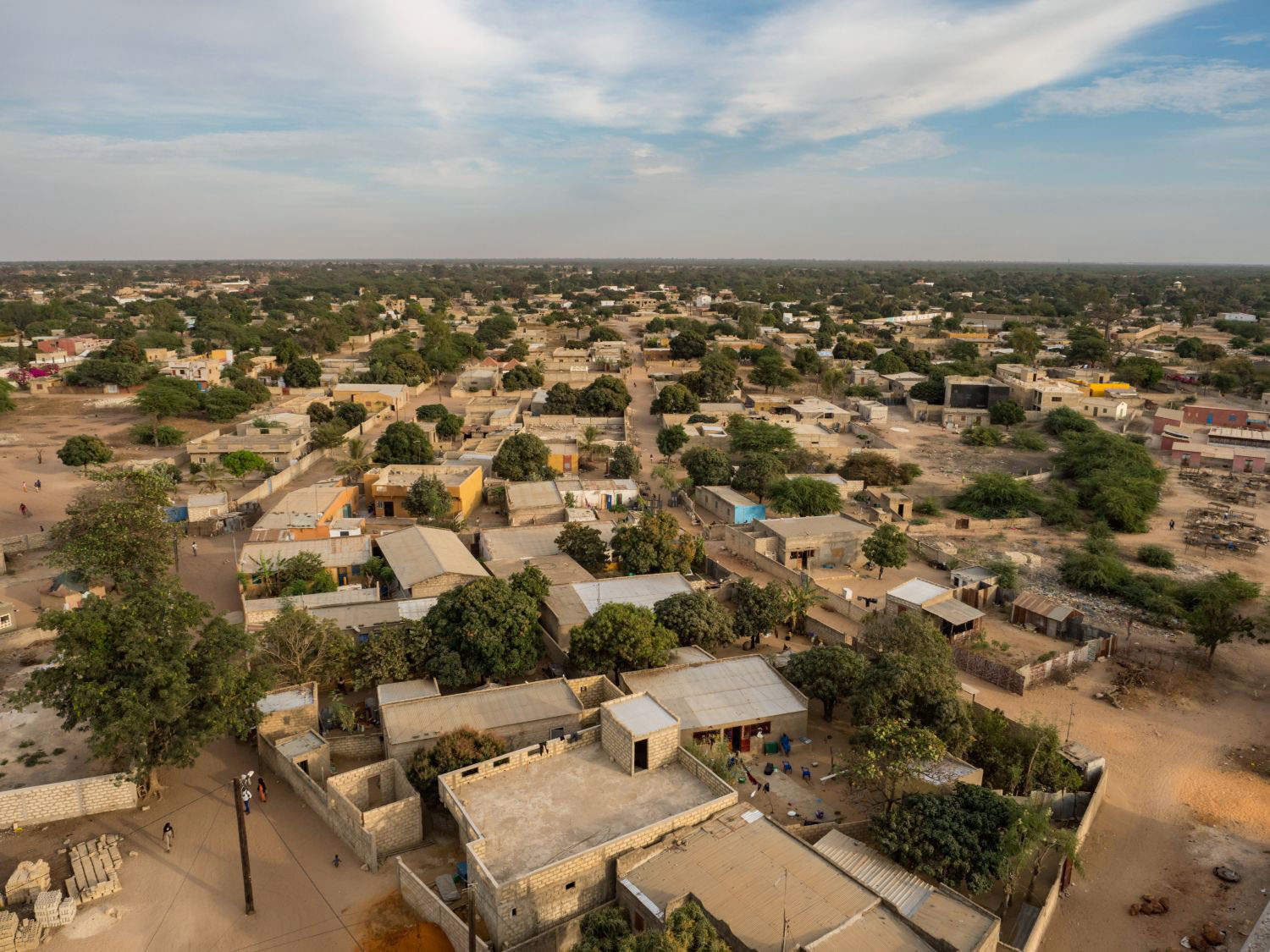 Aerial view of an area in Senegal, Africa