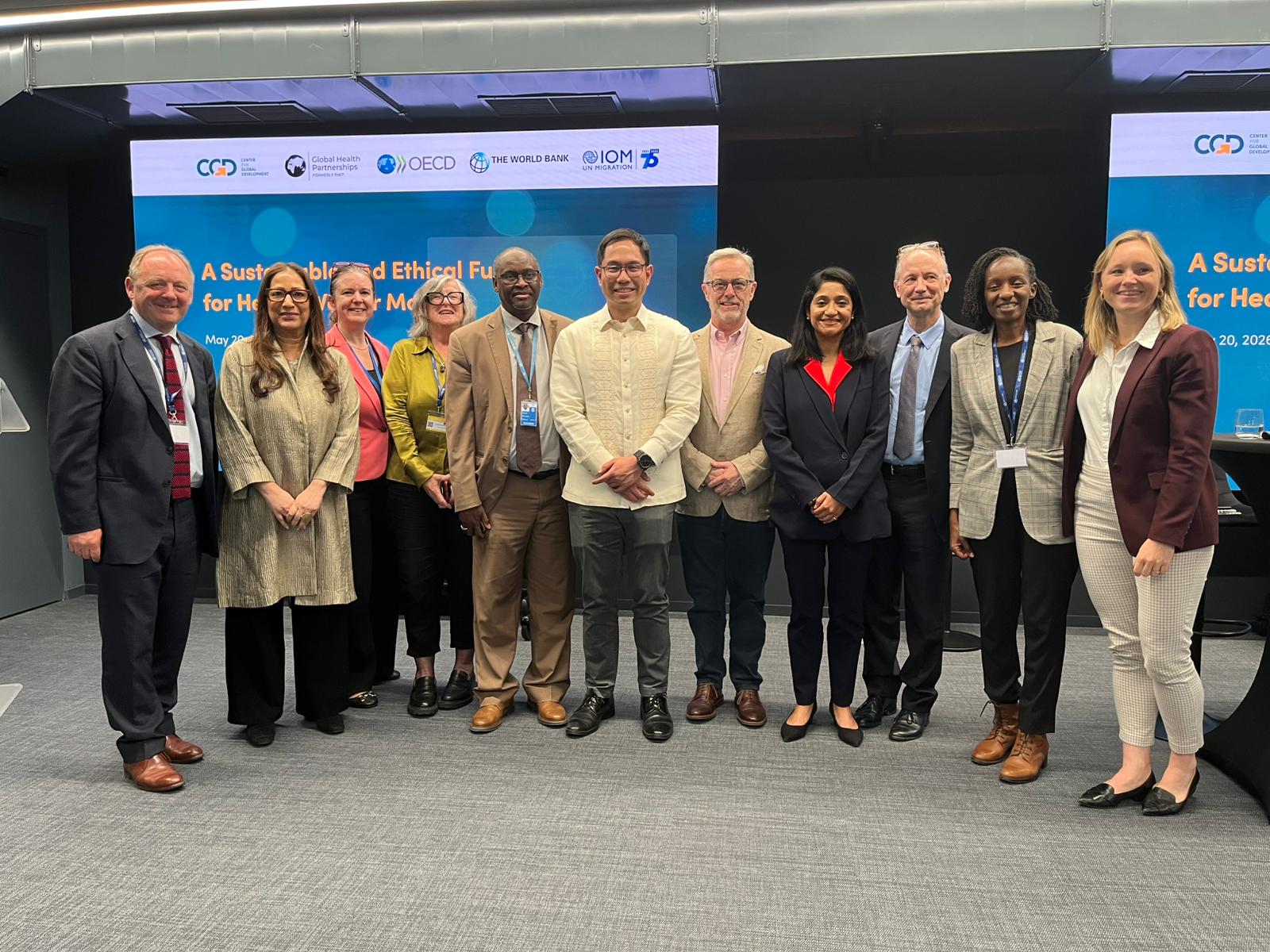 Speakers from the CGD WHA side event, “A Sustainable and Ethical Future for Health Worker Mobility”