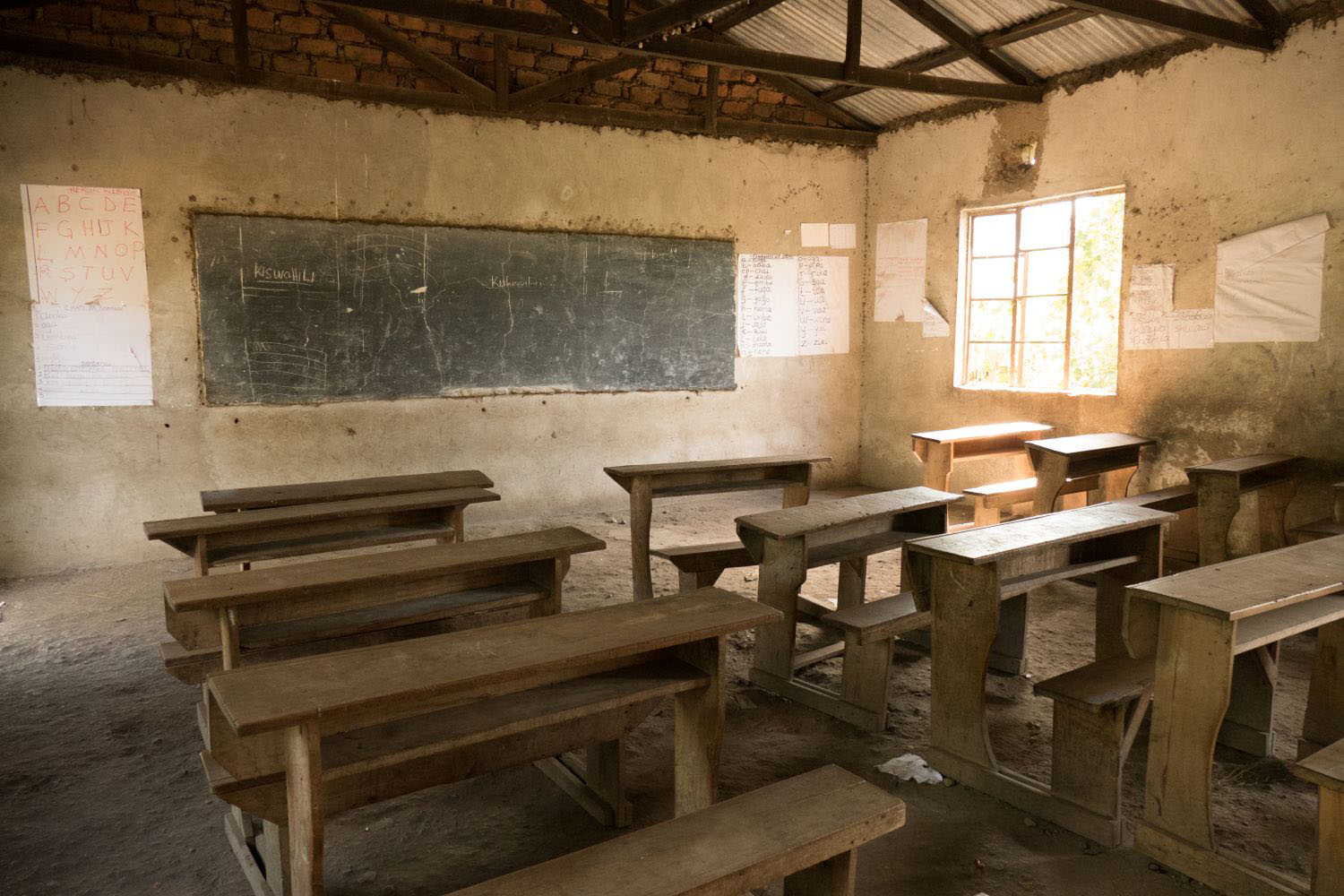 Empty dilapidated classroom