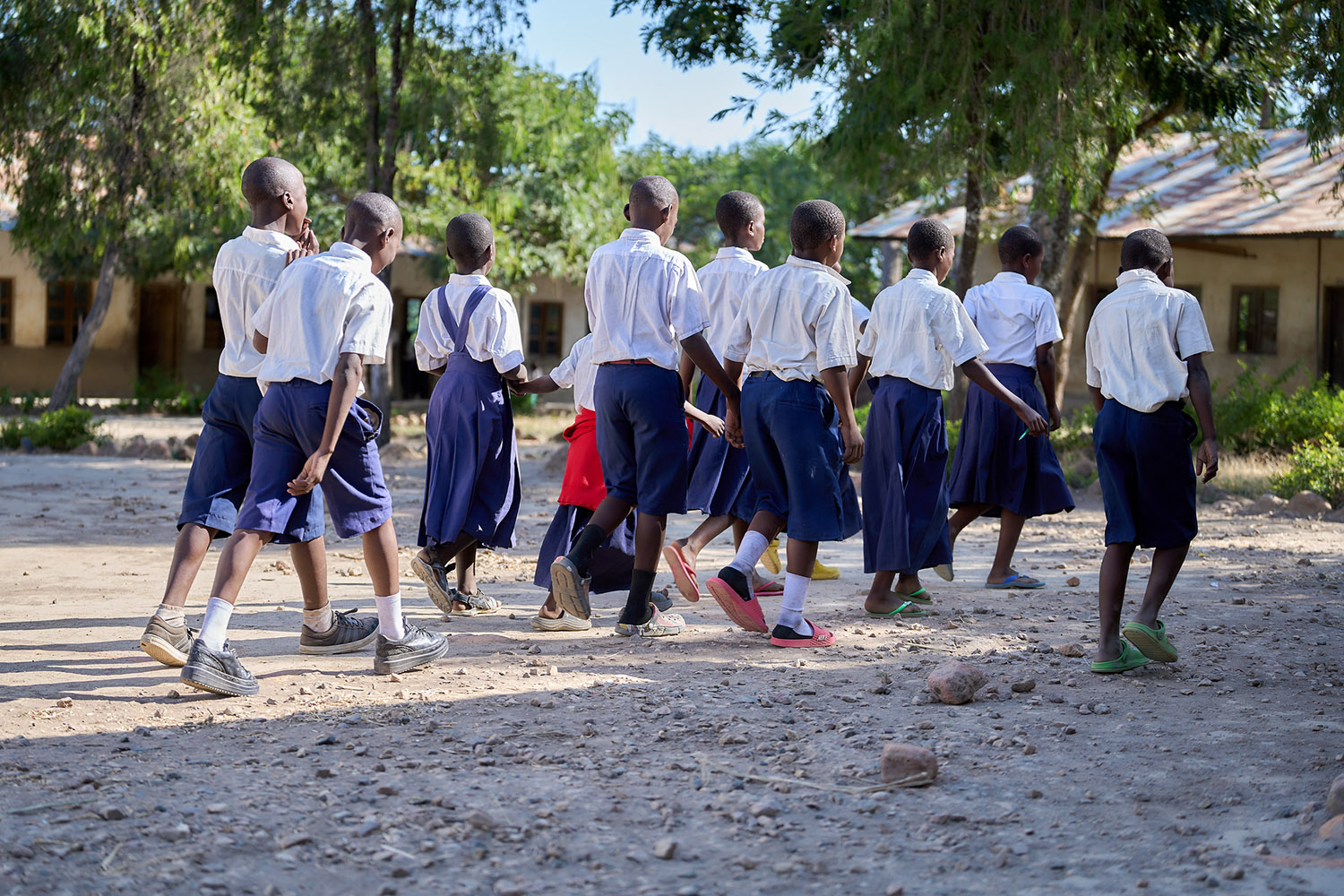 Students arriving to school at Idugumbi Primary School in Mbeya, Tanzania.