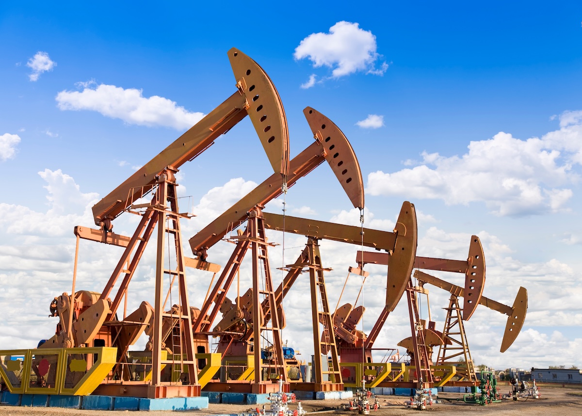 A photo of oil derricks