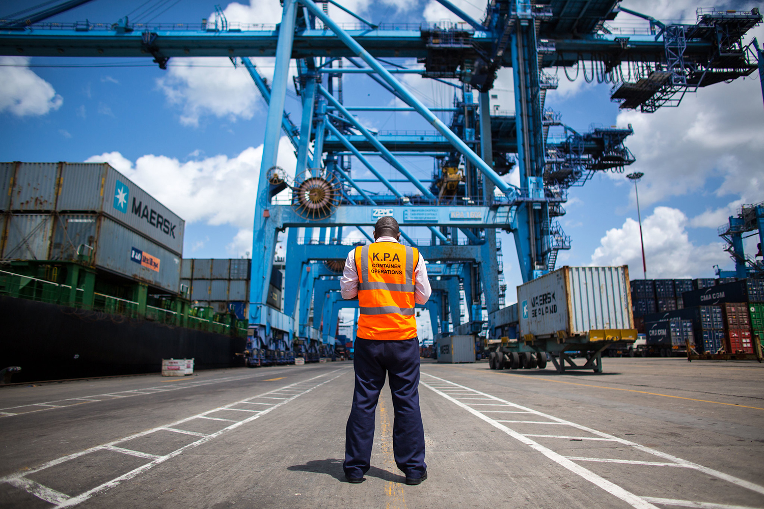 Official overseeing work at Mombasa Port, Kenya 