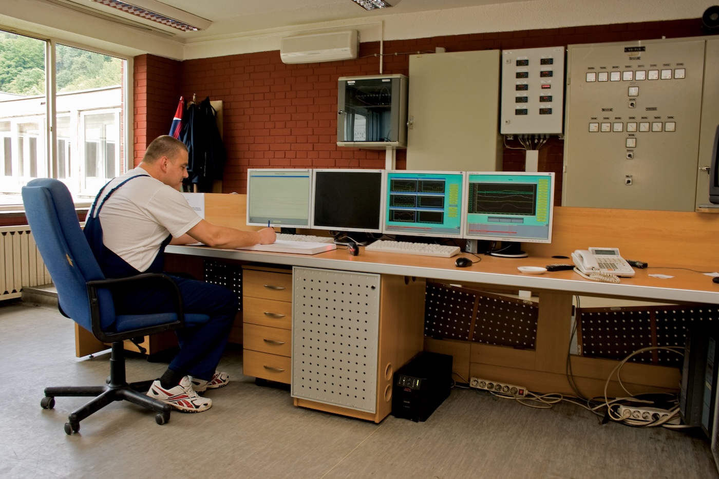 A worker at a water monitoring plant in Bosnia and Herzegovina