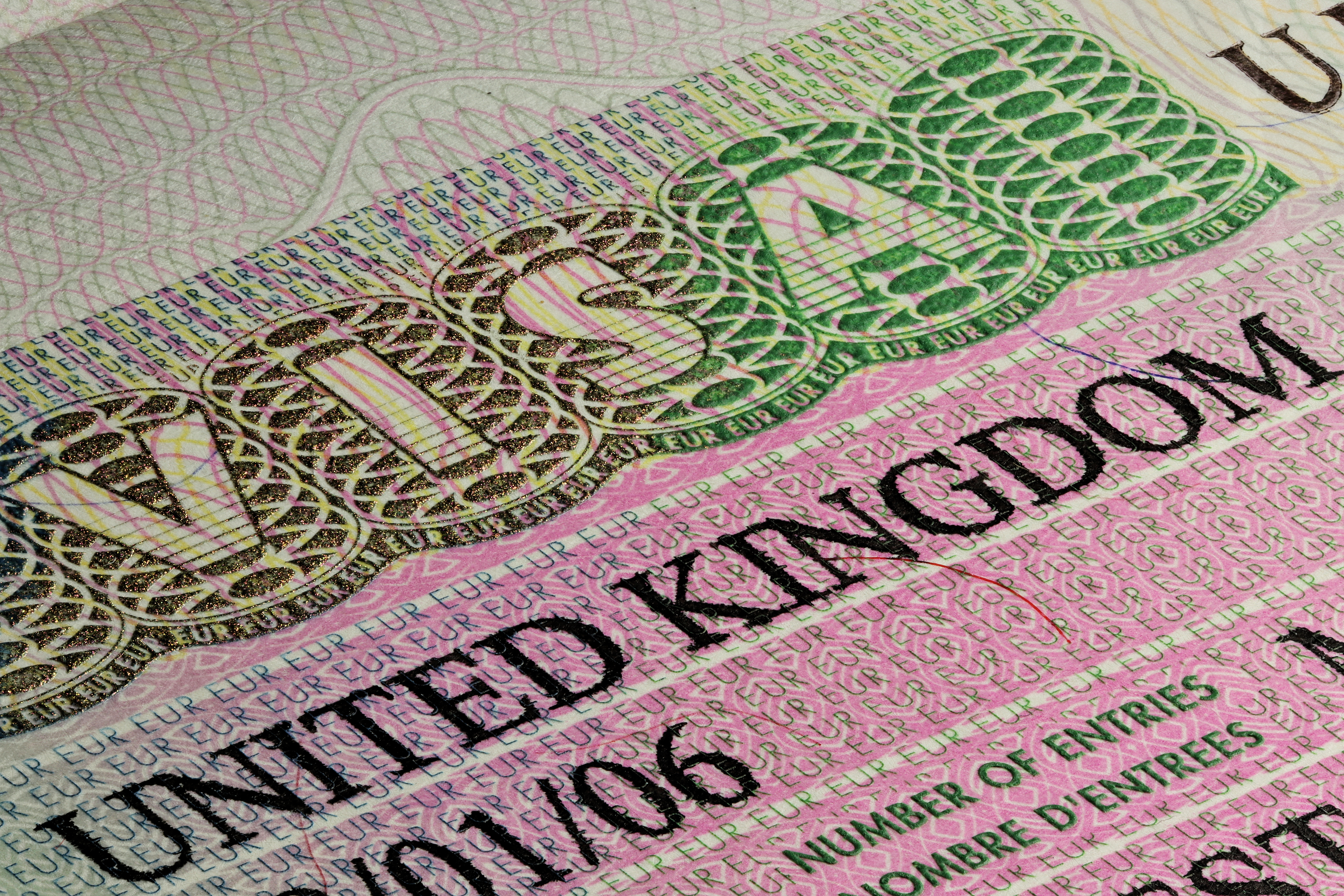 United Kingdom visa in passport