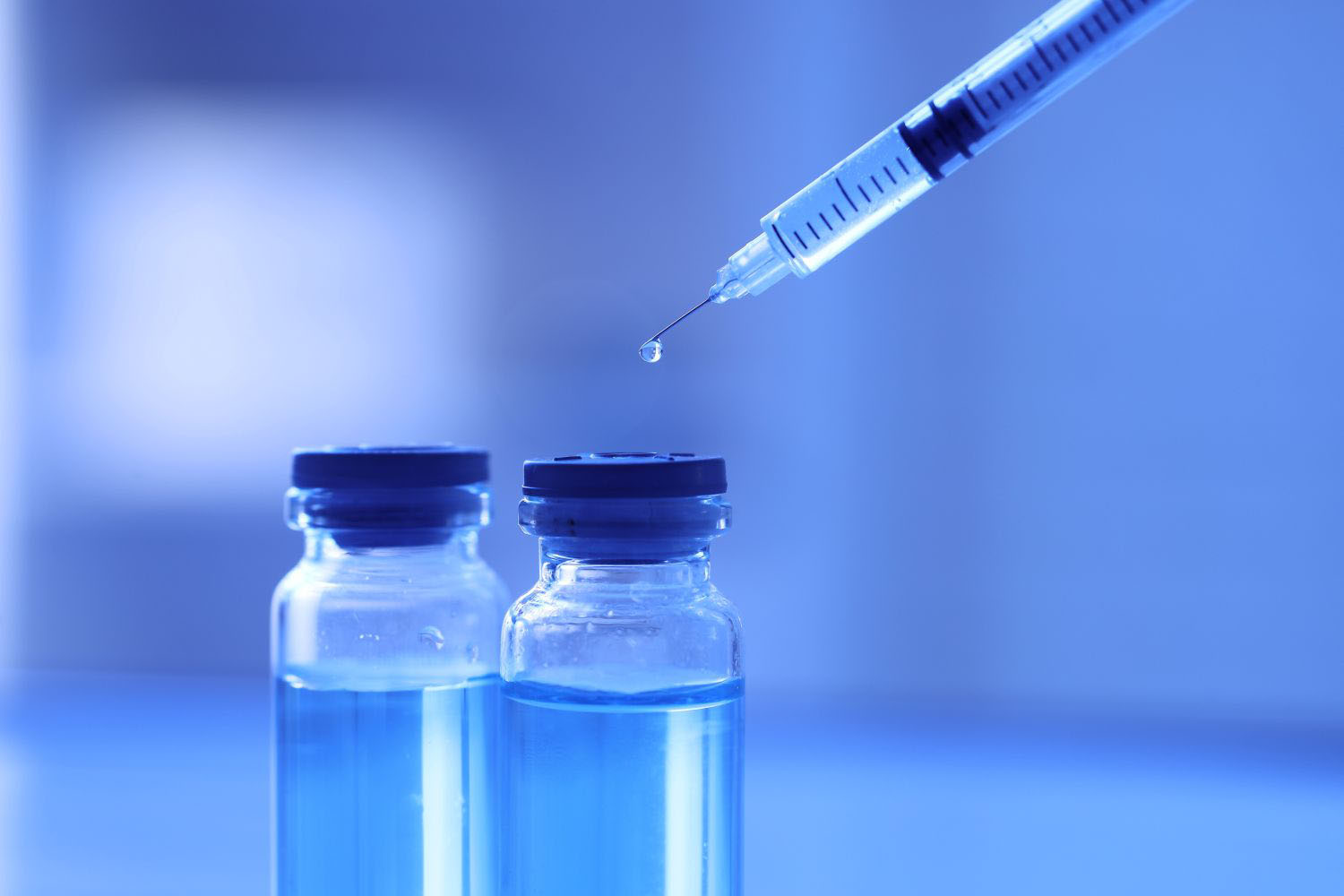 Medical syringe with vaccine vials for healthcare research