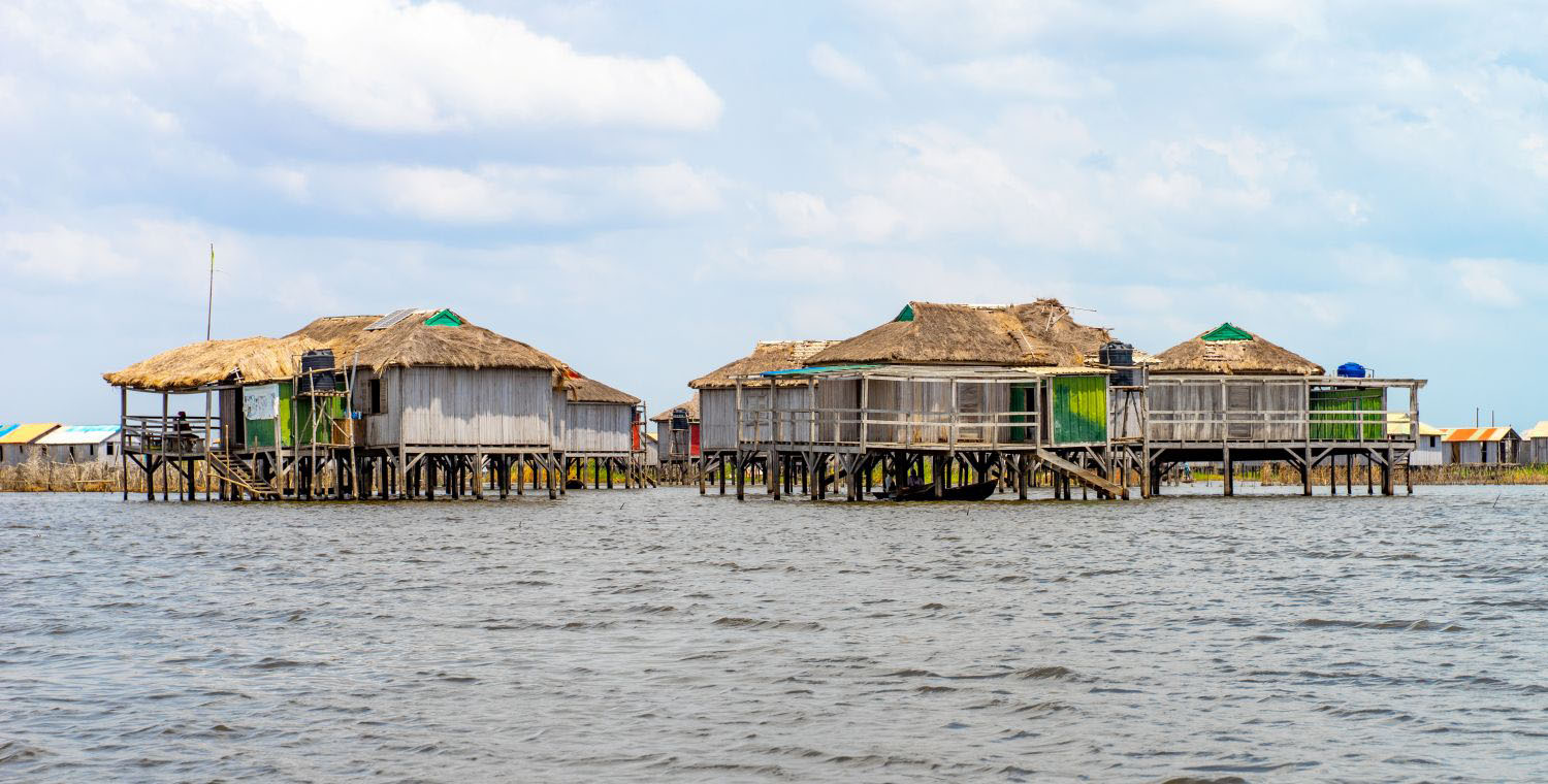 The village of Ganvie in the middle of Lake Nokoué near Cotonou in Benin, West Africa.