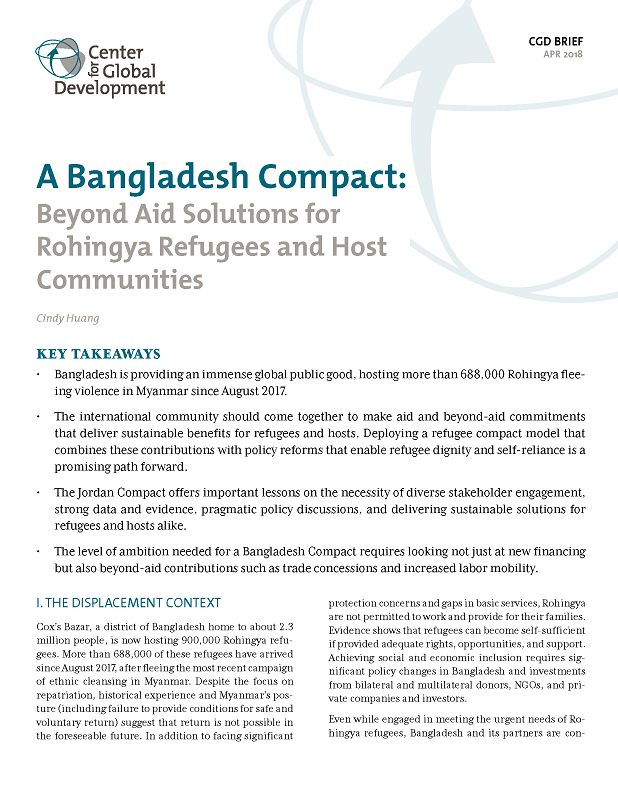 A Bangladesh Compact: Beyond Aid Solutions for Rohingya Refugees and ...