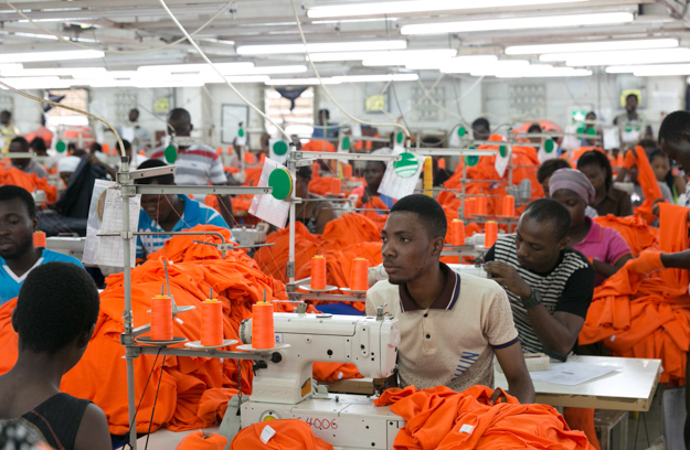 Photo of a man at a garment factory in Ghana