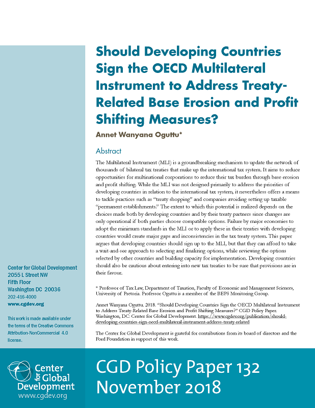 Should Developing Countries Sign the OECD Multilateral Instrument to