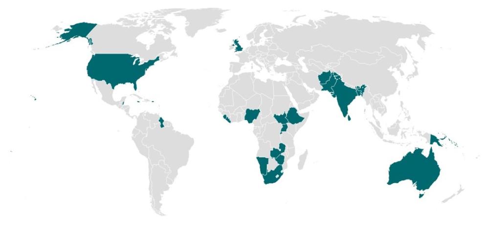 Figure 1: Countries in our corpus of books