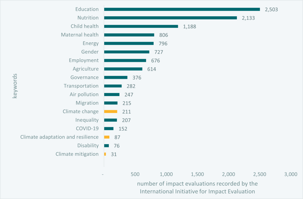 Figure 1. Number of impact evaluations recorded by key words