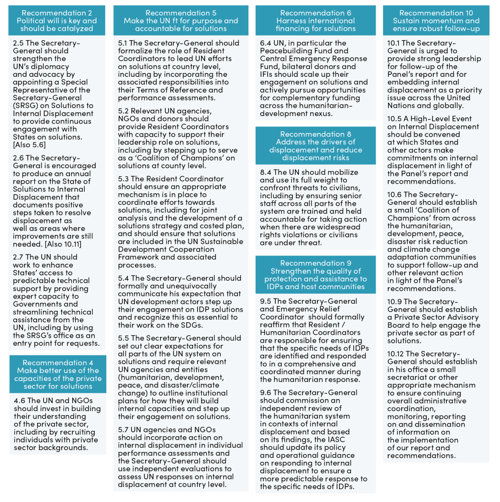 Recommendations of the UN Secretary-General’s High-Level Panel on Internal Displacement (2021)