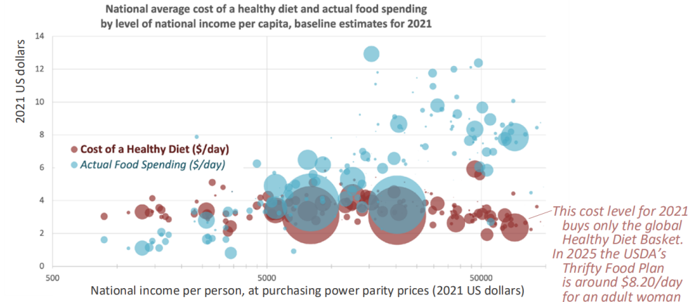 Five of My Human Capital Takeaways, How much does it cost to feed a person a healthy diet (and are people spending that much)?