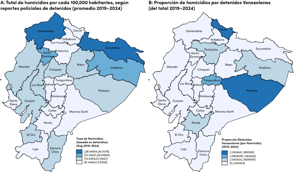 Distribución Geográfica de Homicidios en Ecuador (2019-2024)