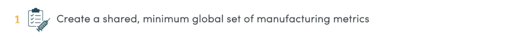 Header that says: Create a shared, minimum global set of manufacturing metrics