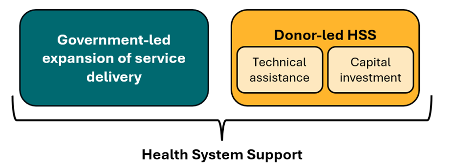 Diagram showing government led expansion of service delivery as in important form of health system support