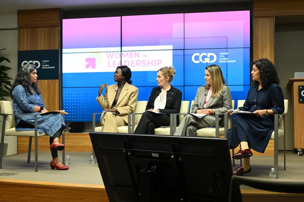 Photograph of panelists during CGD's first annual Women in Leadership Conference