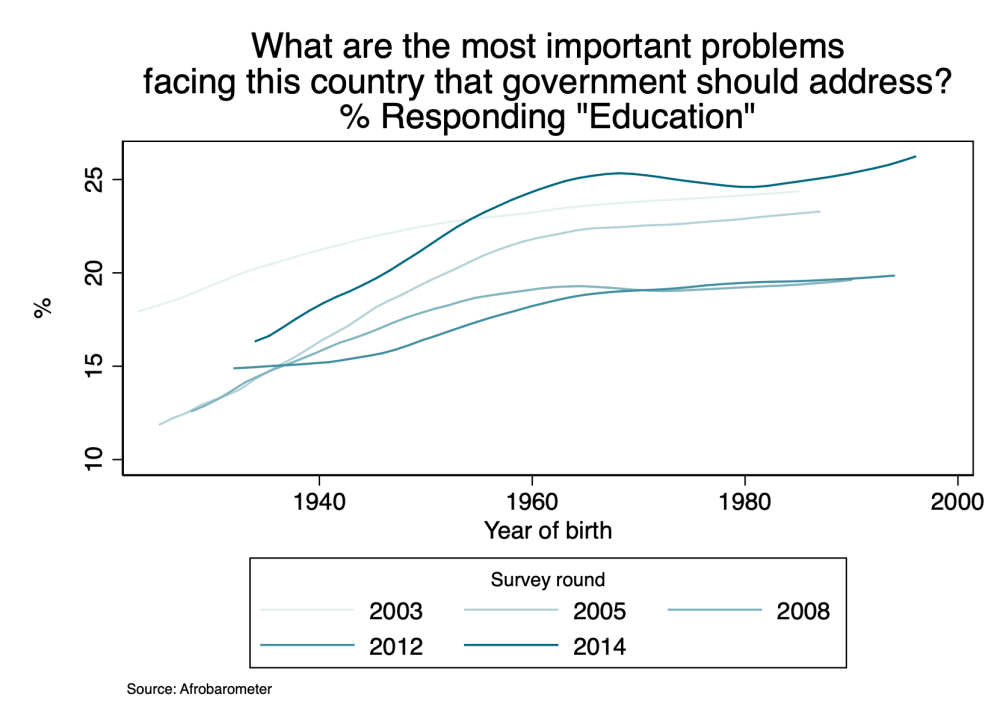 A chart showing the most important issues that the government should address