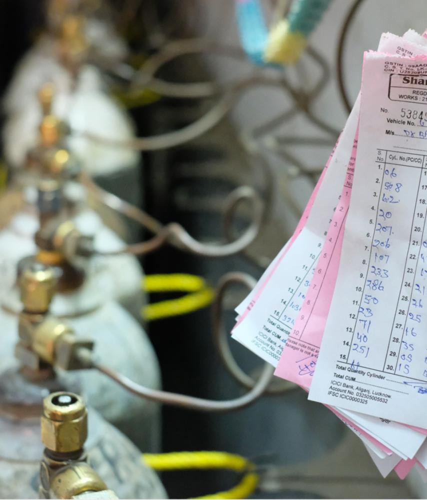 An image of oxygen tanks in India