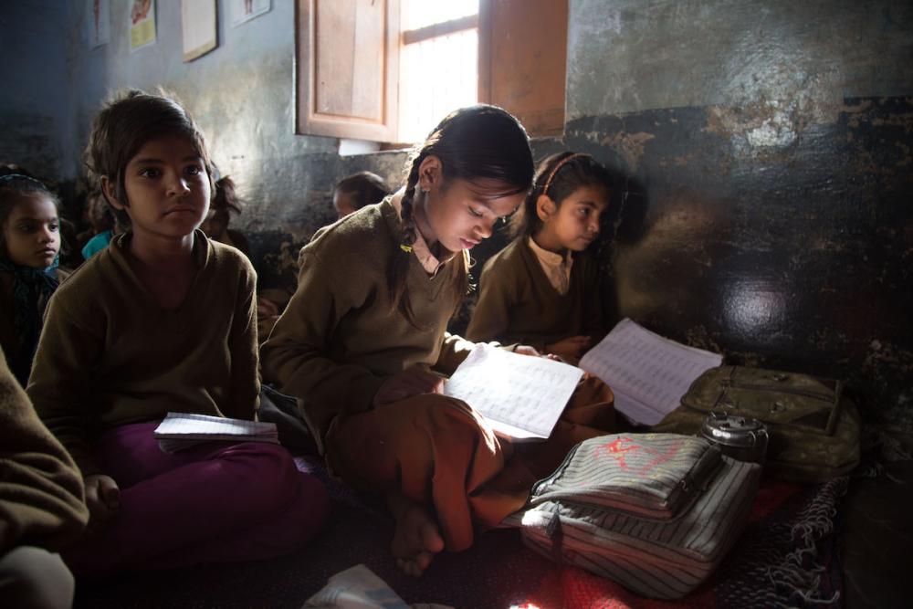 Girls at a school in India served by Educate Girls, before the pandemic and lockdown started. Photo by Educate Girls
