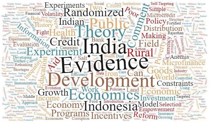 A word cloud of the most frequently used words in paper titles from Banerjee.