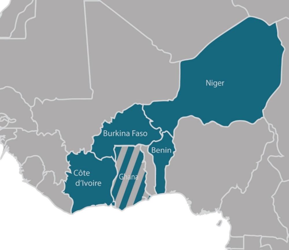 A map showing countries selected in FY2019 for MCC's first regional compact