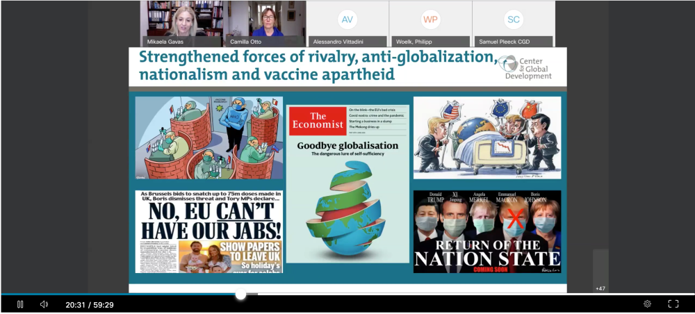 Mikaela Gavas presenting on Webex to EBRD staff