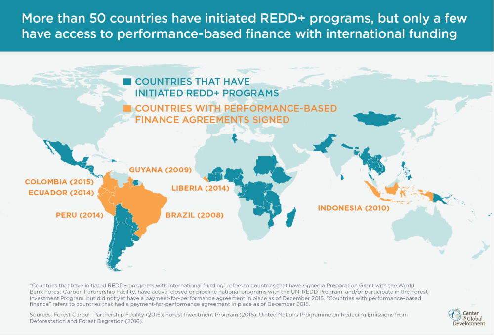 Infographic: Map of countries with Redd+ agreements