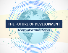 The Future of Development: A Virtual Webinar Series (with globe in background)